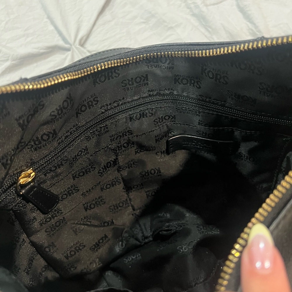 Michael Kors Black Shoulder Bag with Gold Accents - Picture 8 of 9